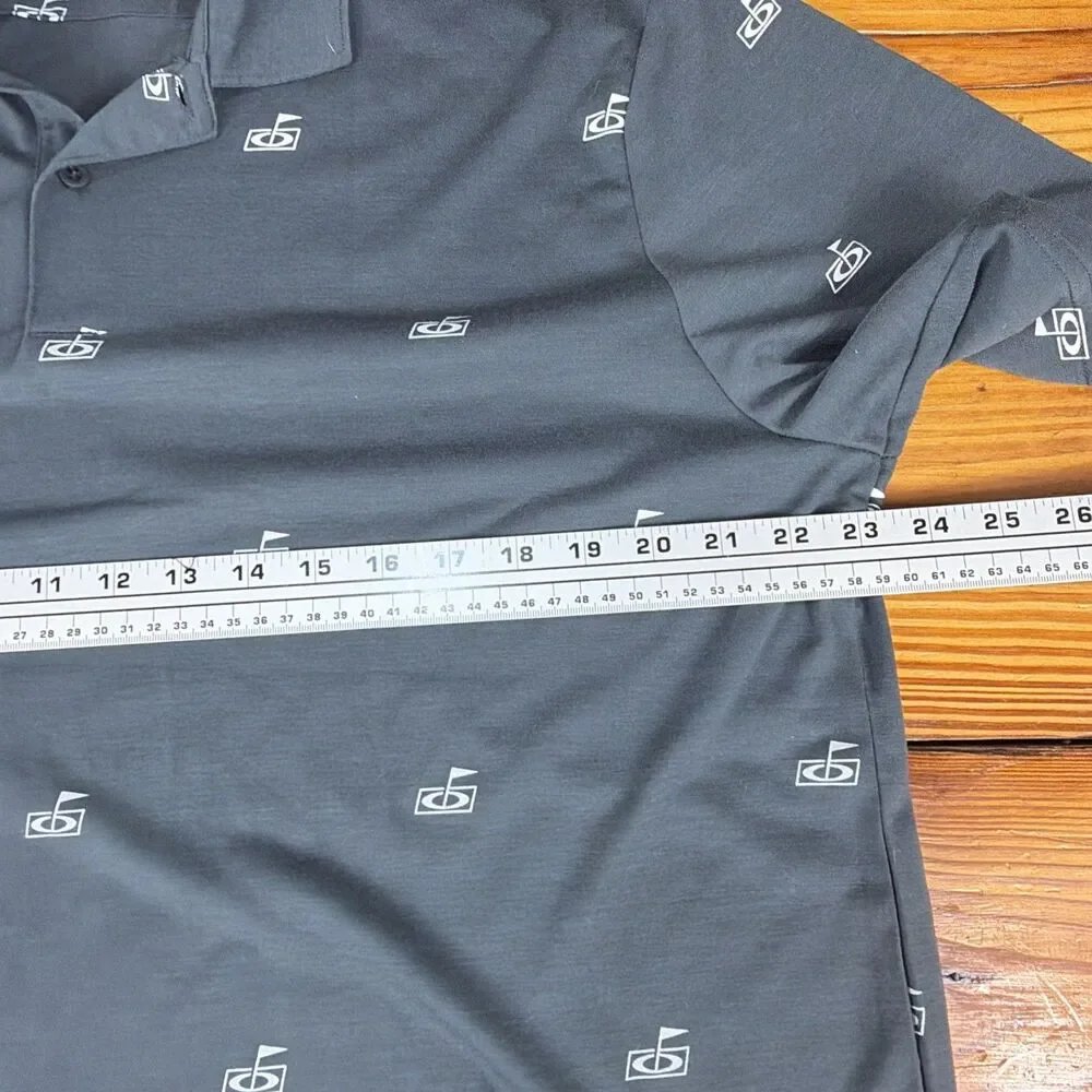 Oakley Hydrolix Golf Flag Print Gray Performance Stretch Polo Shirt Mens Sz XXL